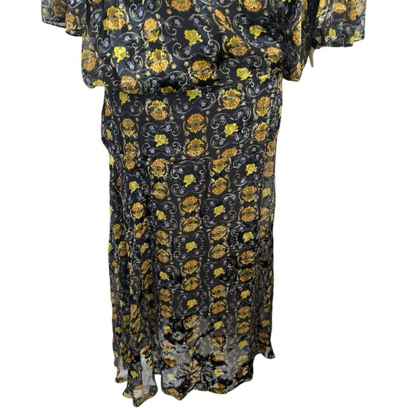 Preen by Thornton Bregazzi Lydia Black/Yellow Floral Print Dress Size S - Picture 3 of 13